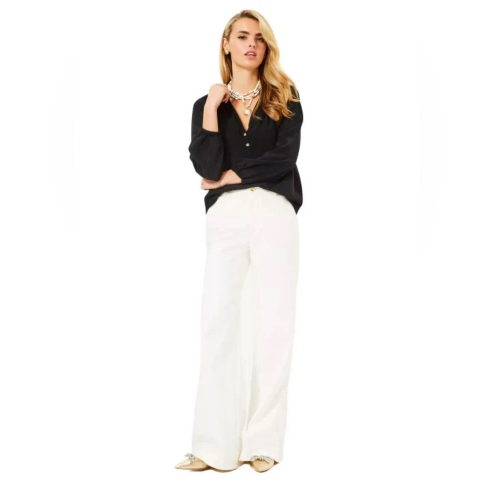 Lilly Pulitzer Coconut Calletti High Rise Trouser black not pant Size 10